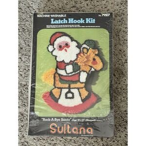 Vtg Sultana Latch Hook Kit Rock-A-Bye Santa #79107 20x27 Sealed 1985